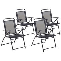 GARTENSTUHL 4er-Set Stahl schwarz Livo - Schwarz, Metall (48/90/66cm) - Beliani