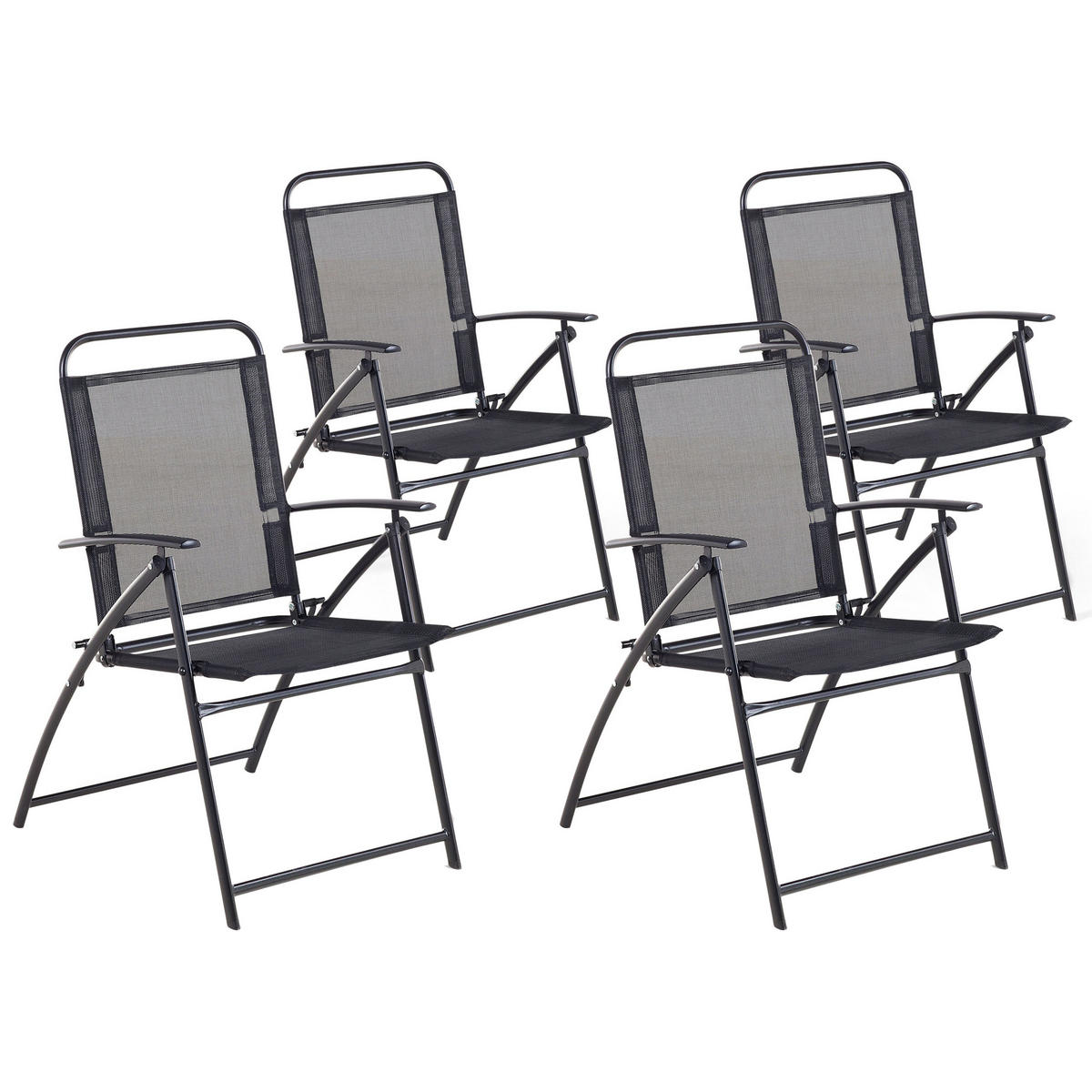 GARTENSTUHL 4er-Set Stahl schwarz Livo - Schwarz, Metall (48/90/66cm) - Beliani