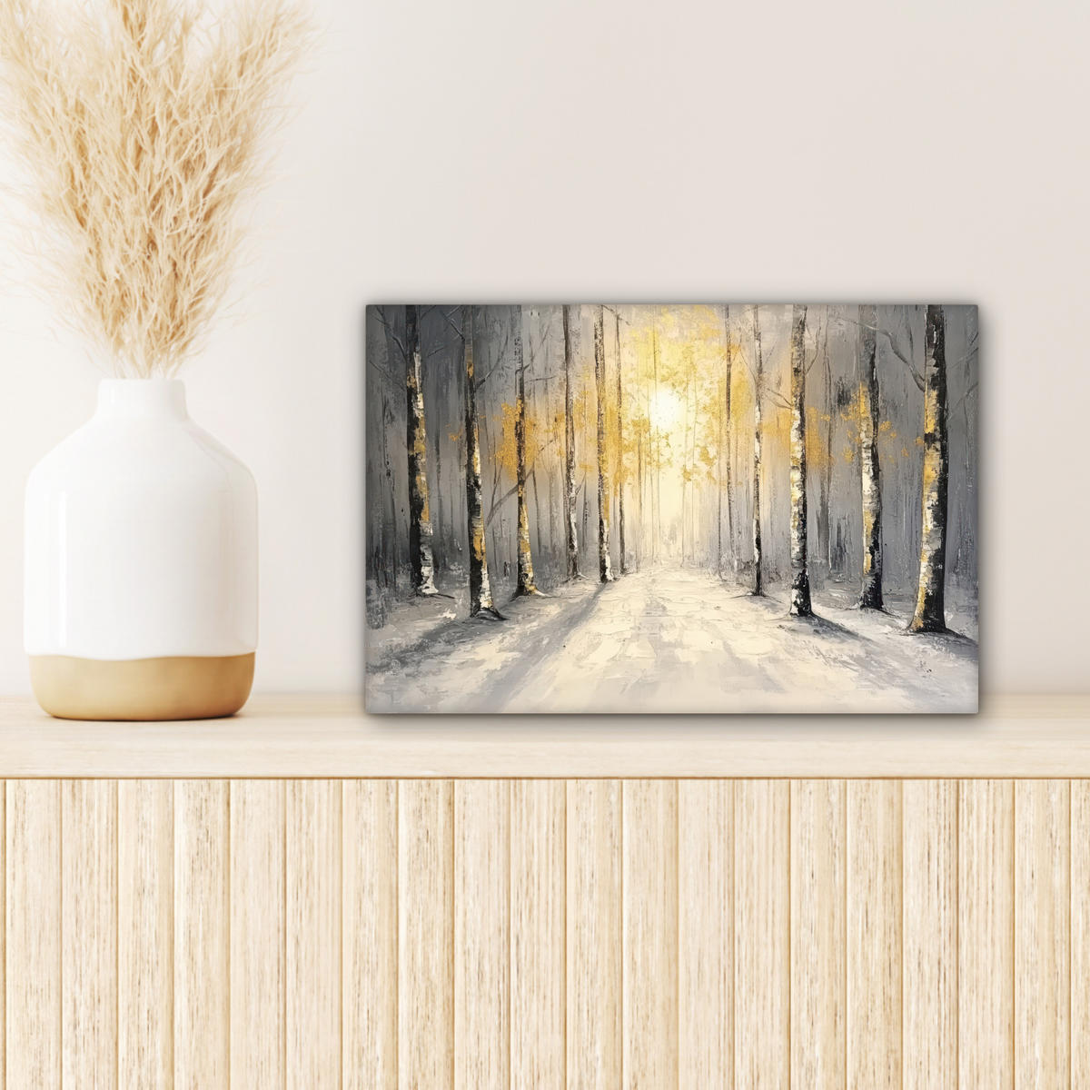 LEINWANDBILD Winter - Abstrakt - Schnee - Natur - Sonne Deko Schlafzimmer 30x20 cm - Grau, Textil (30/20cm) - MuchoWow