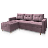 ROHOVÁ SEDAČKA MILO starorůžová - starorůžová/hnědá, dřevo/textil (220/140cm) - MASSENO