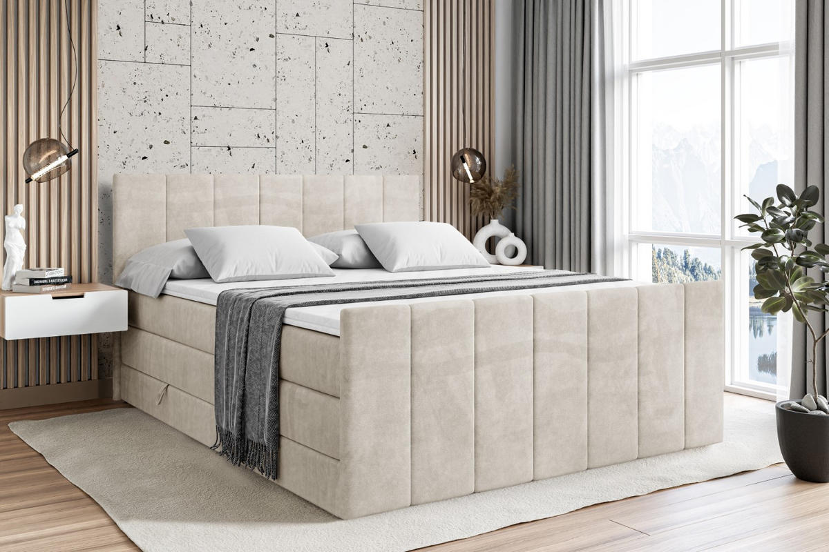BOXSPRINGBETT MOETI-Z KING - 140x200 - H3/H4 - Creme - Creme, Holzwerkstoff (140/200cm) - ALTDECOR