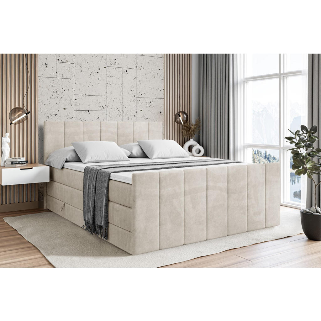 Thumbnail - Altdecor Boxspringbett, Creme, Holzwerkstoff, Höhe ca. 20 cm, 200x200 cm, Schlafzimmer, Betten, Boxspringbetten