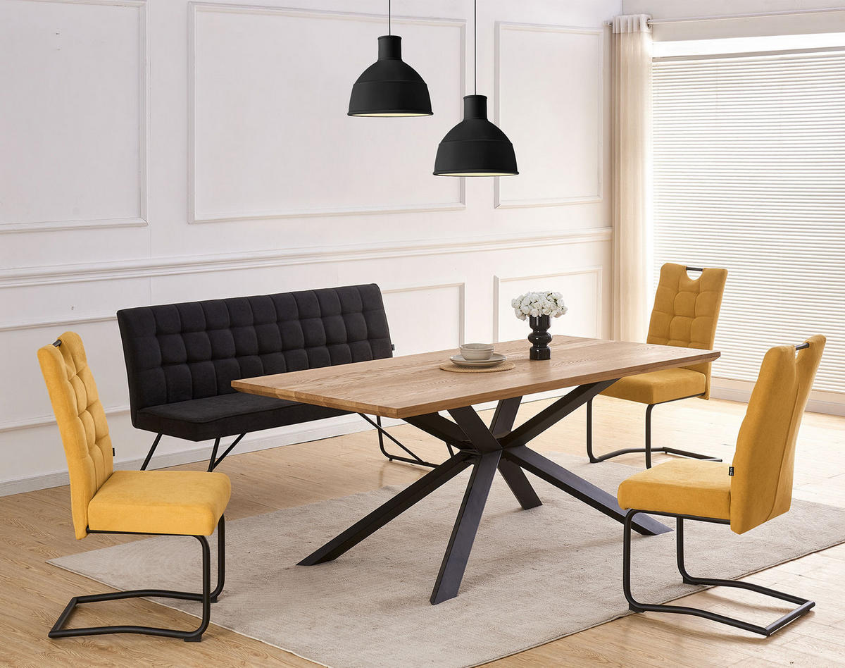 SITZBANK LINA 160 cm Anthrazit - Anthrazit/Schwarz, Textil/Metall (160/88/61cm) - B&D Home