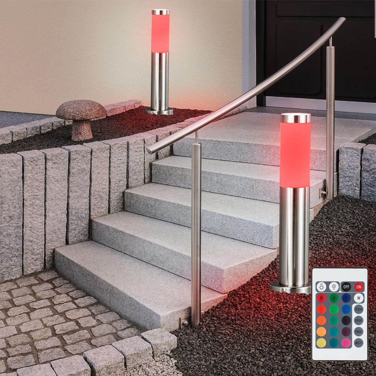 LED WEGELEUCHTE Edelstahl Silber - Silberfarben, Kunststoff (7.6/7.6/45cm) - Globo Lighting