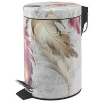 KOSMETIKEIMER Federn - Beige/Lila, Kunststoff/Metall (17/25/25cm) - Sanilo