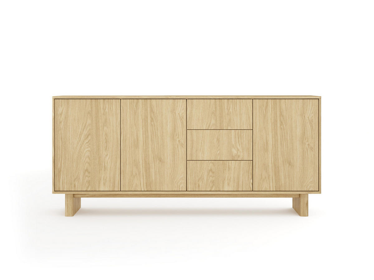 SIDEBOARD VIRONE (Geölte Eiche, 3 Türen, 3 Schubladen, Vollauszug, Push-to-Open) - Eichefarben, Holz/Holzwerkstoff (183/83/38cm) - Ravio