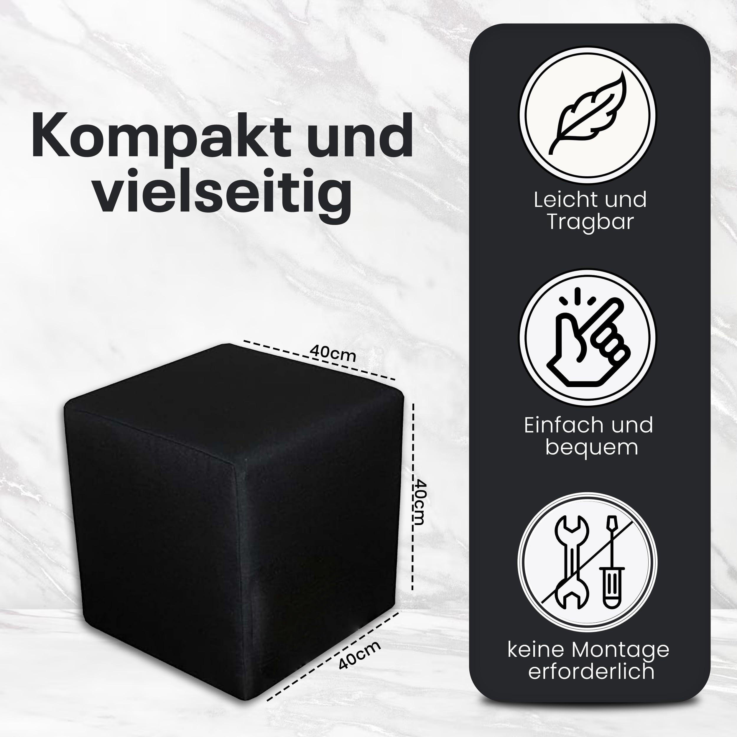 Thumbnail - Best For Home Sitzwürfel, Schwarz, Textil, 1-Sitzer, Füllung: Schaumstoff, Freiform, 41x41x40 cm, Wohnzimmer, Hocker, Po...