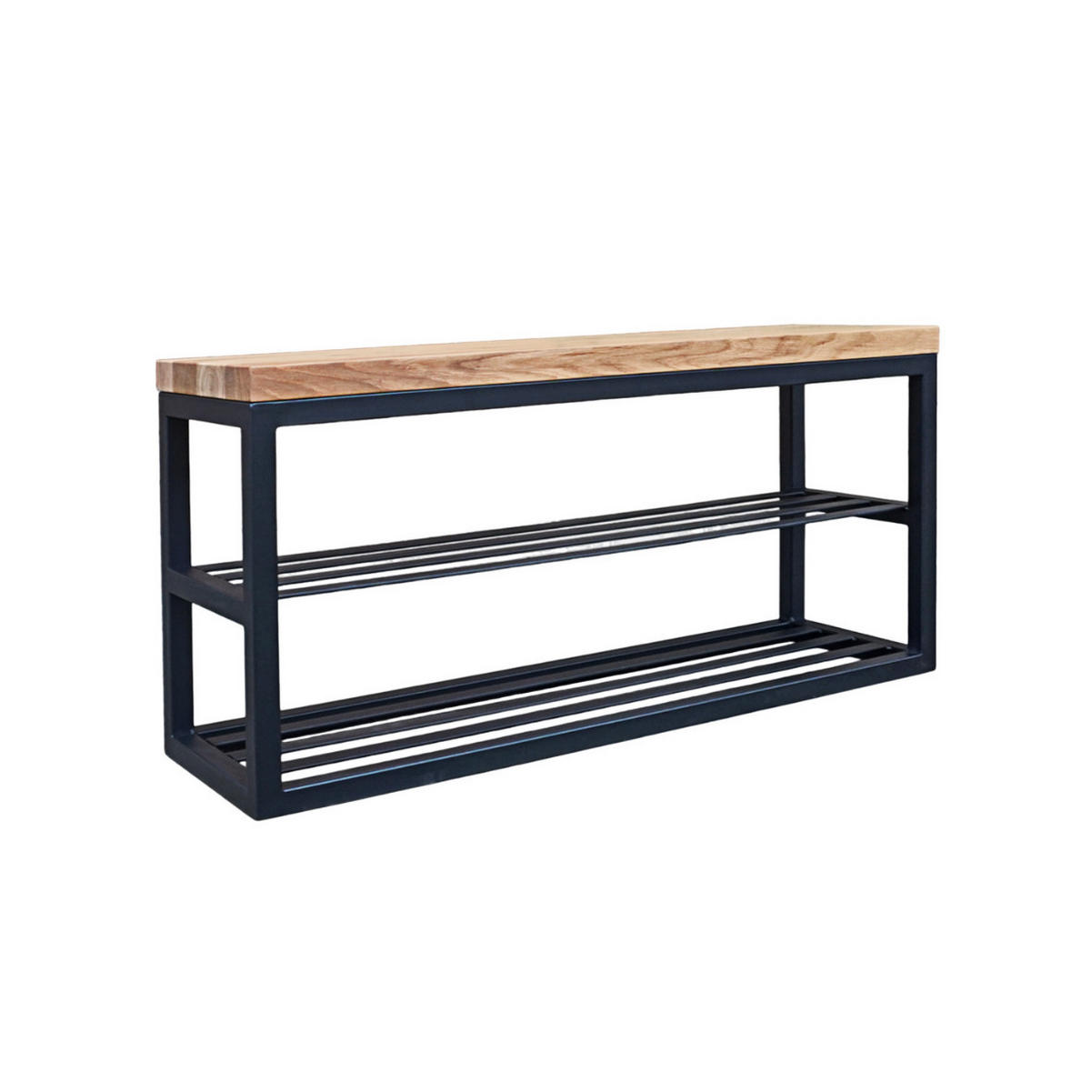 EICHENBANK mit Regal Sitz im Loft Stil für Flur HUGON III - Eichefarben, Holz (100/50/30cm) - Rawood Furniture