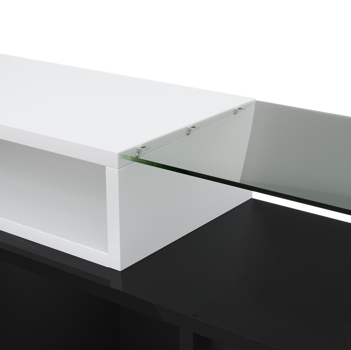 LOWBOARD 200/35/60 cm in Weiß/Schwarz mit LED-Beleuchtung und Hochglanzfront - Schwarz, Holzwerkstoff (200/60/35cm) - Flora Grace