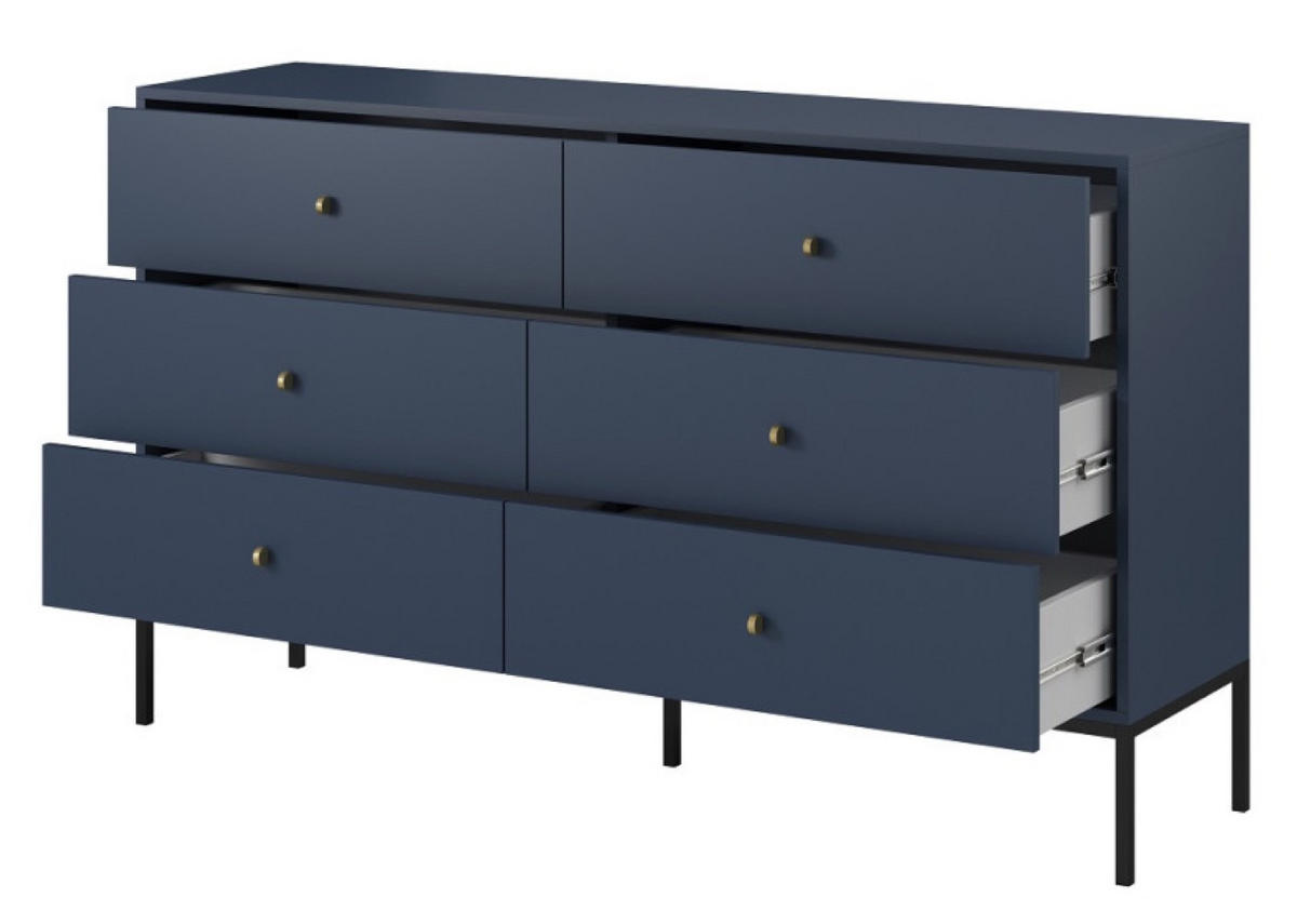 SIDEBOARD Blau MONAKO MKS154 Mit Schubladen Schwarz - Blau, Holzwerkstoff (154/91/39cm) - Sepro Meble