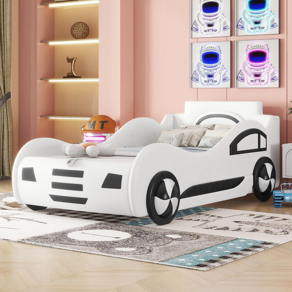 FLACHBETT 90x200cm Weiß Autobett Kinderbett Unterbettstauraum - Weiß, Holz - FLIEKS