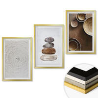 WANDBILDER 3er Set - 40x60 cm Goldrahmen - Texturen in der modernen Kunst - Goldfarben, Kunststoff (40/60cm) - ArtPrintCave
