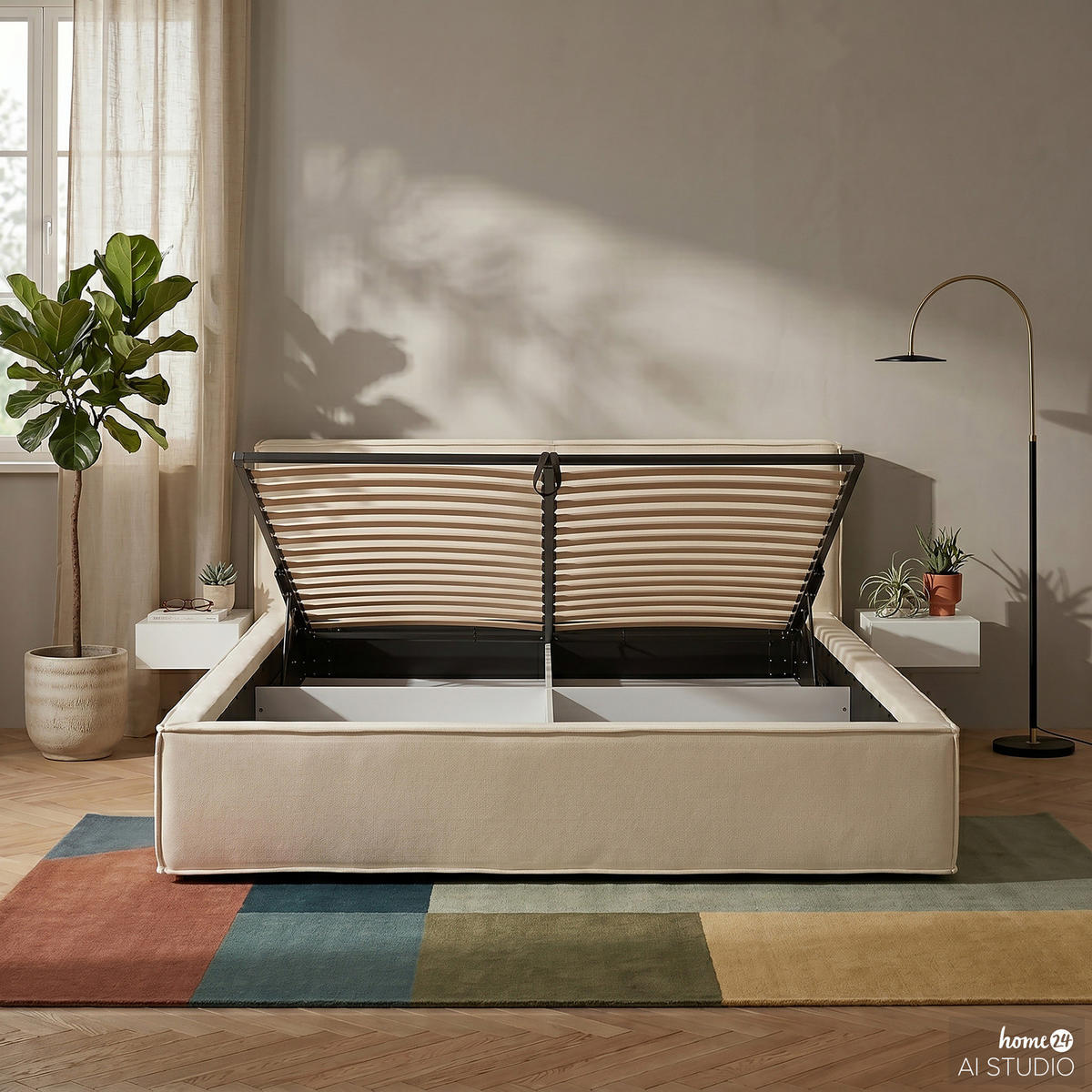 POLSTERBETT - Creme, Textil (180/200cm) - home24