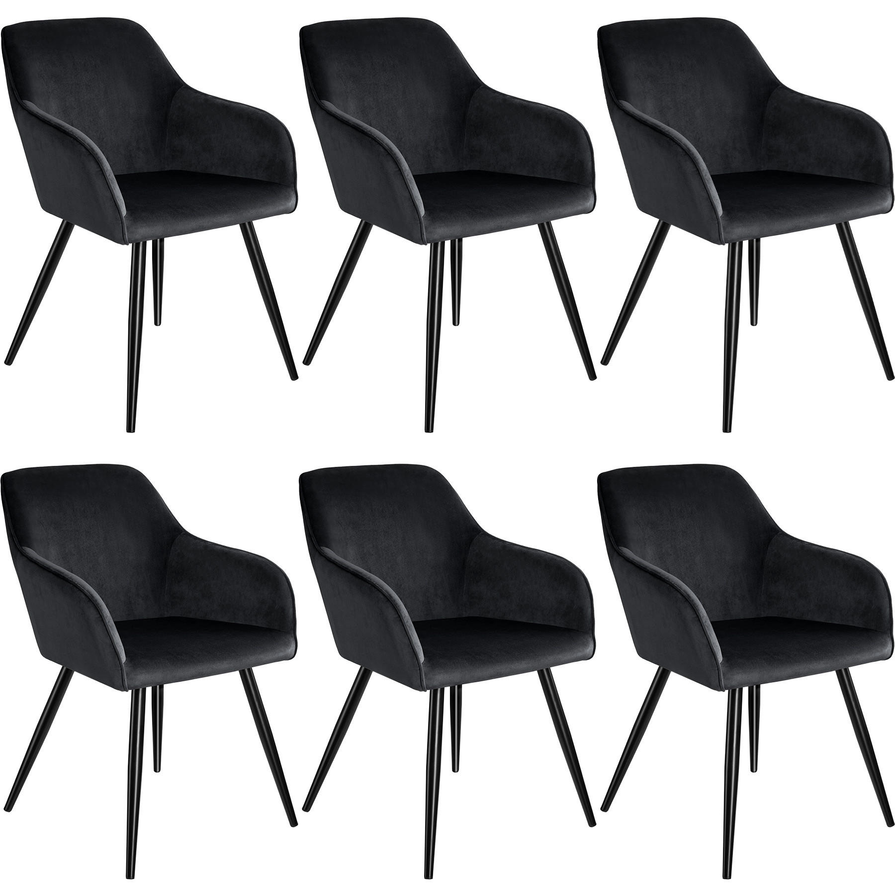ESSZIMMERSTUHL 6er Set Marilyn 58 x 62 x 82 cm schwarz - Schwarz, Textil (58/82/62cm) - tectake