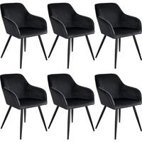 ESSZIMMERSTUHL 6er Set Marilyn 58 x 62 x 82 cm schwarz - Schwarz, Textil (58/82/62cm) - tectake
