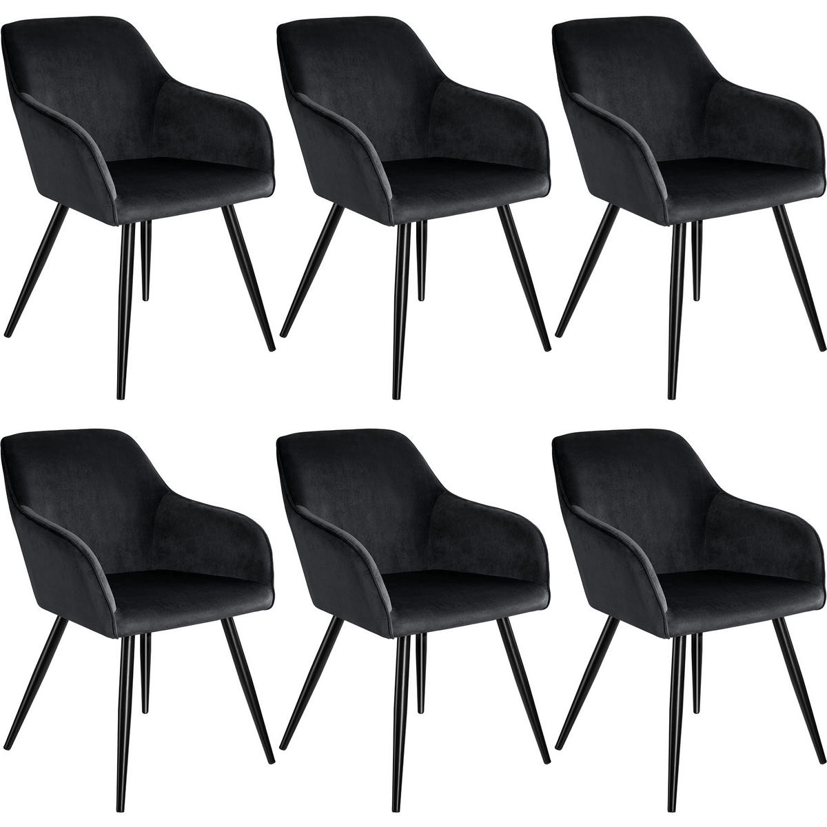 ESSZIMMERSTUHL 6er Set Marilyn 58 x 62 x 82 cm schwarz - Schwarz, Textil (58/82/62cm) - tectake