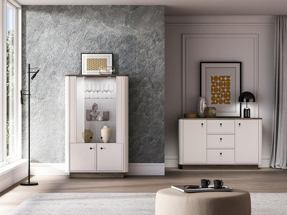 VITRINE – 92 cm – Vilavio – Eichefarben - Eichefarben, Holzwerkstoff (92/150/40cm) - hi-markt