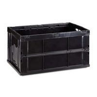 KLAPPBOX Schwarz stabil faltbar Polypropylen 60 l - Schwarz, Kunststoff (58.5/31.5/40cm) - Relaxdays