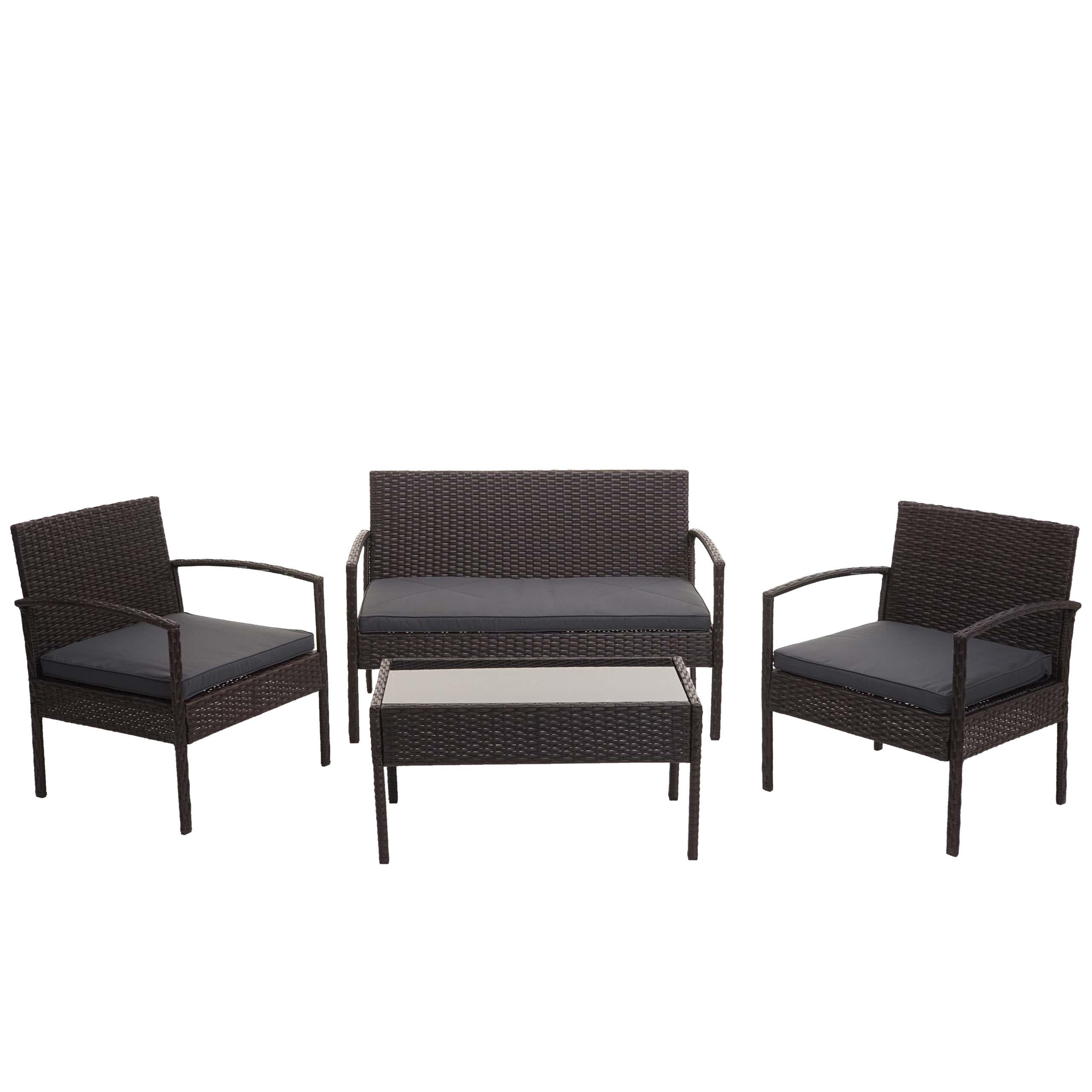 POLY-RATTAN GARNITUR Braun, Anthrazit - Anthrazit/Braun, Kunststoff - MCW