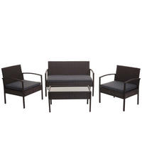 POLY-RATTAN GARNITUR Braun, Anthrazit - Anthrazit/Braun, Kunststoff - MCW