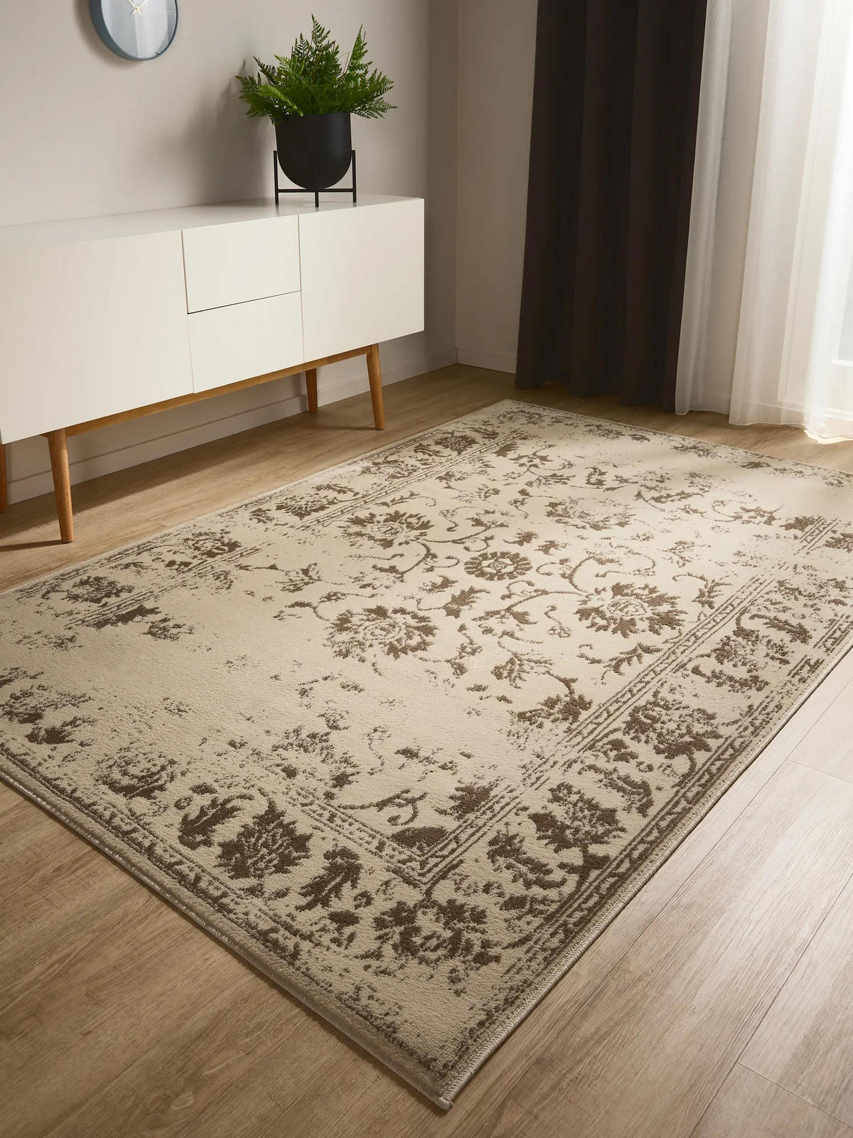 VINTAGE-TEPPICH Suki 140/200 cm - Creme/Braun, Kunststoff (140/200cm) - benuta