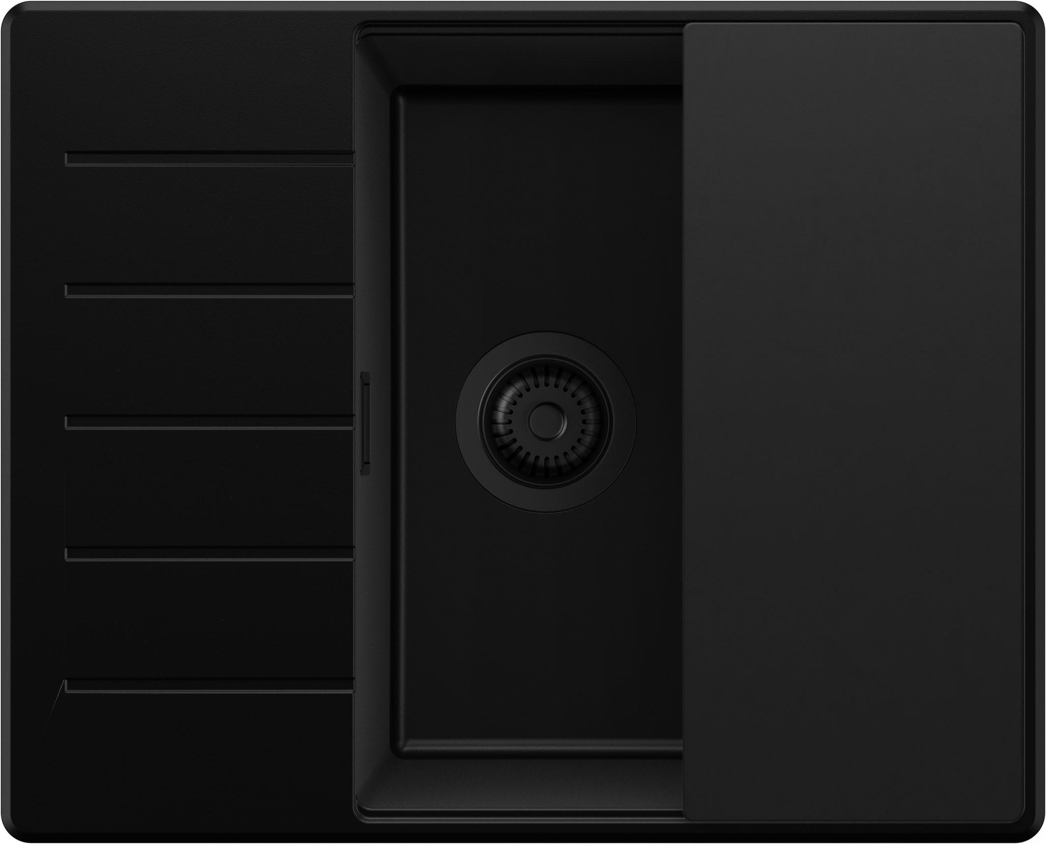 SPÜLBECKEN Kopenhagen, 2-er set Alles Schwarz 62/50 cm 1 Becken + Ablauf-Set + Schneidebrett ab 50er Unterschrank - Schwarz, Kunststoff (62/20/50cm) - Primagran