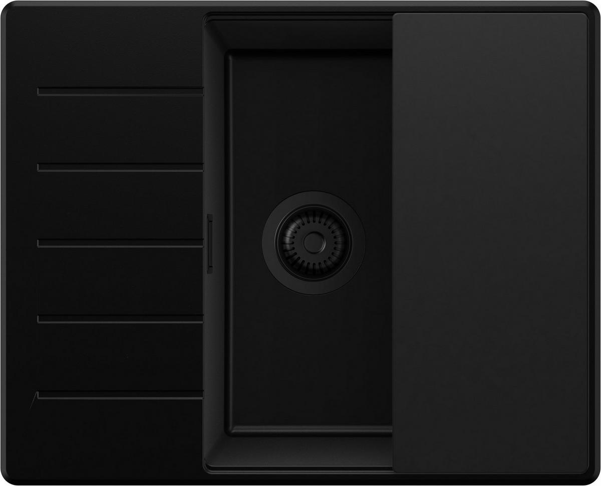 SPÜLBECKEN Kopenhagen, 2-er set Alles Schwarz 62/50 cm 1 Becken + Ablauf-Set + Schneidebrett ab 50er Unterschrank - Schwarz, Kunststoff (62/20/50cm) - Primagran