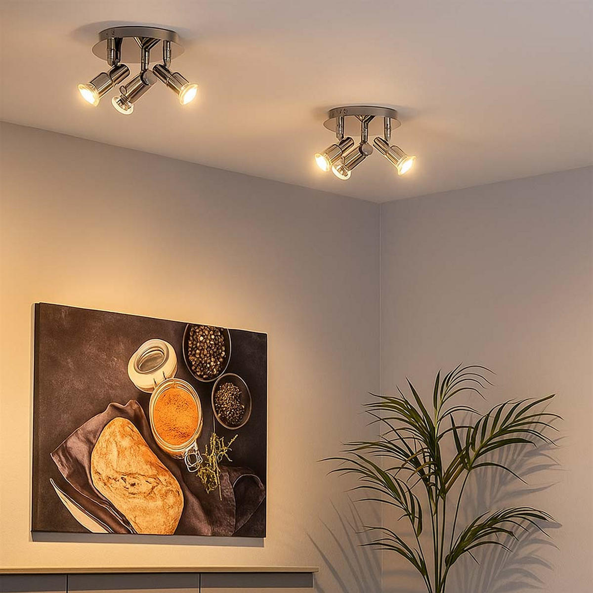 LED DECKENLEUCHTE Chrom Bewegliche Spots - Silberfarben, Metall (16/16/7.4cm)