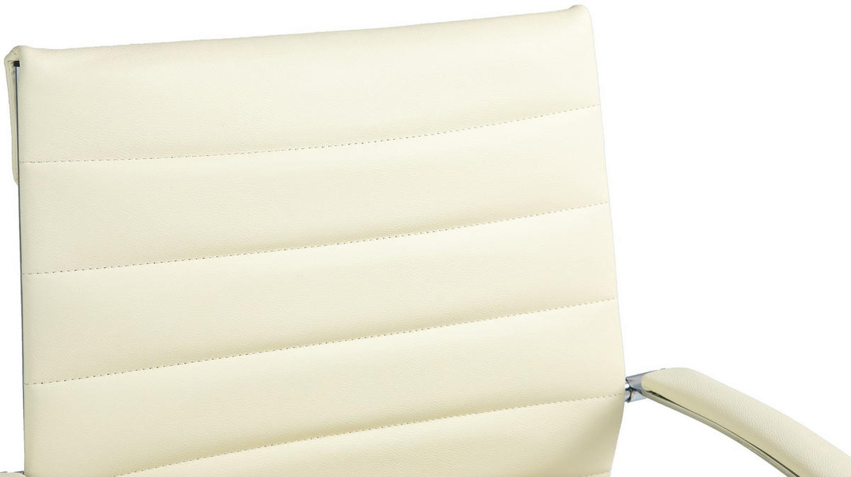 DREHSTUHL Echtleder creme - Chromfarben/Creme, Leder/Metall (57/90/62cm) - CLP