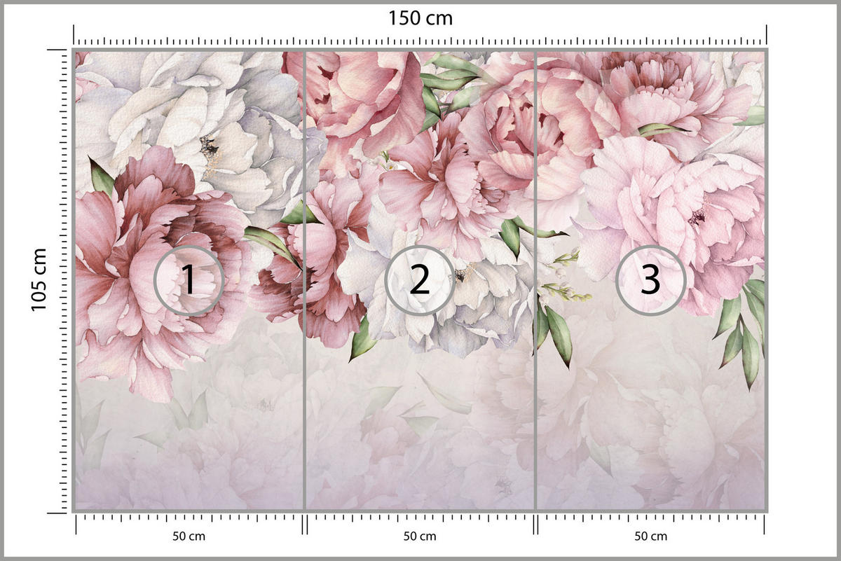 FOTOTAPETE für Schlafzimmer Rosa Zarte Pfingstrosen Natur 150x105 - Violett/Rosa, Papier (150/105cm) - Muralo