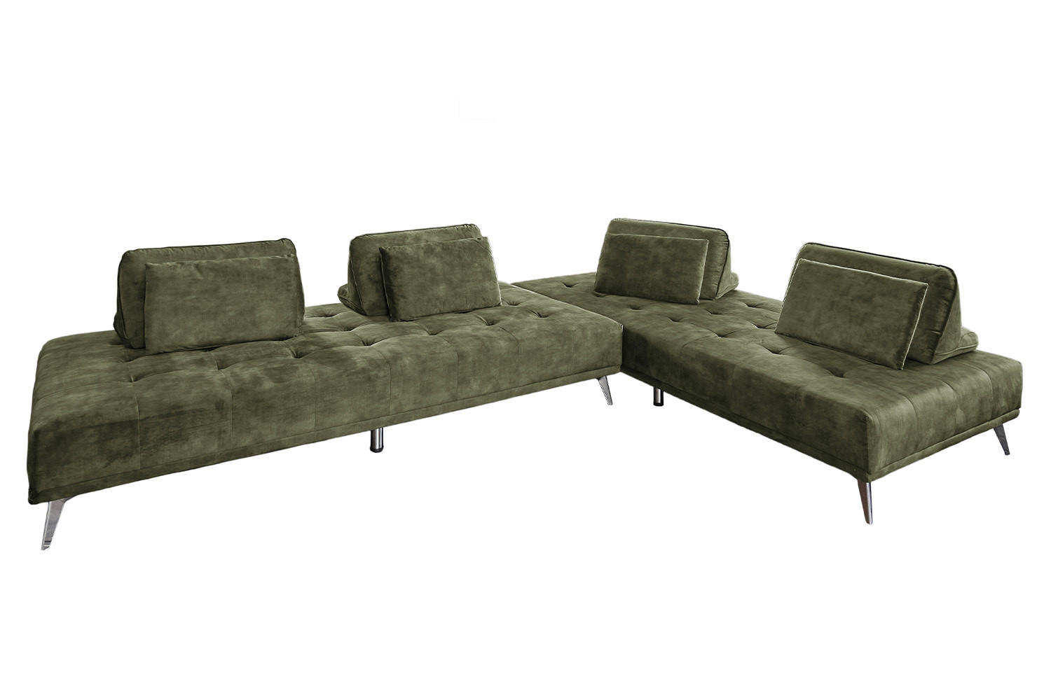 ECKSOFA WIOLO Dunkelgrün Velvet - Dunkelgrün, Textil (350/240cm) - KAWOLA