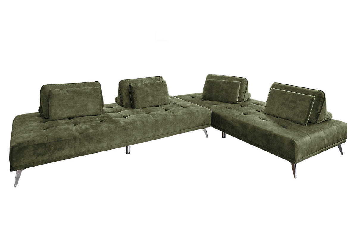 ECKSOFA WIOLO Dunkelgrün Velvet - Dunkelgrün, Textil (350/240cm) - KAWOLA