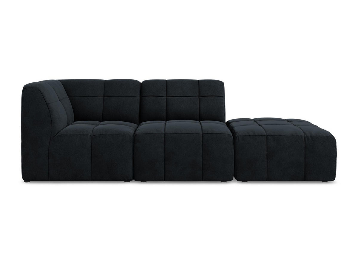 ECKSOFA Rechts Samt Stoff Blau - Türkis/Schwarz, Holzwerkstoff/Kunststoff (240/90cm) - Makamii