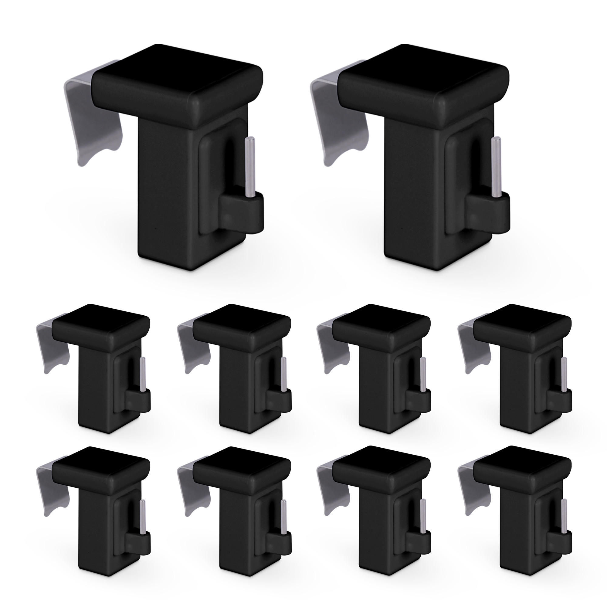 KLEMMTRÄGER für Vitragestangen 10er Pack - Schwarz, Kunststoff (2/4/4cm) - Bestlivings