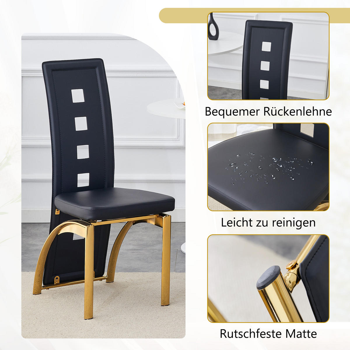 STUHL mit LED modernes Design Mehrfarbig 49x43x102.5 cm Leder 2er-Set - Multicolor, Leder (49/102.5/43cm) - SONNENH