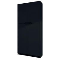 BÜROSCHRANK Logan Fronten in Schwarz matt - Schwarz, Holzwerkstoff (82/185/37cm) - Vladon