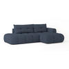 ECKSOFA FLUMA R-S Blau Geflochtener Stoff mit Schlaffunktion - Blau, Holz (274/165cm) - MASSENO