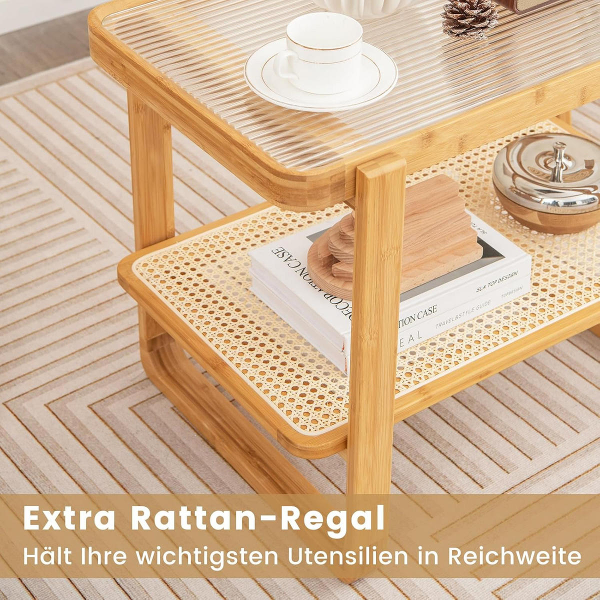 BEISTELLTISCH 55cm Holz - Braun, Holz (71/45/55cm) - COSTWAY