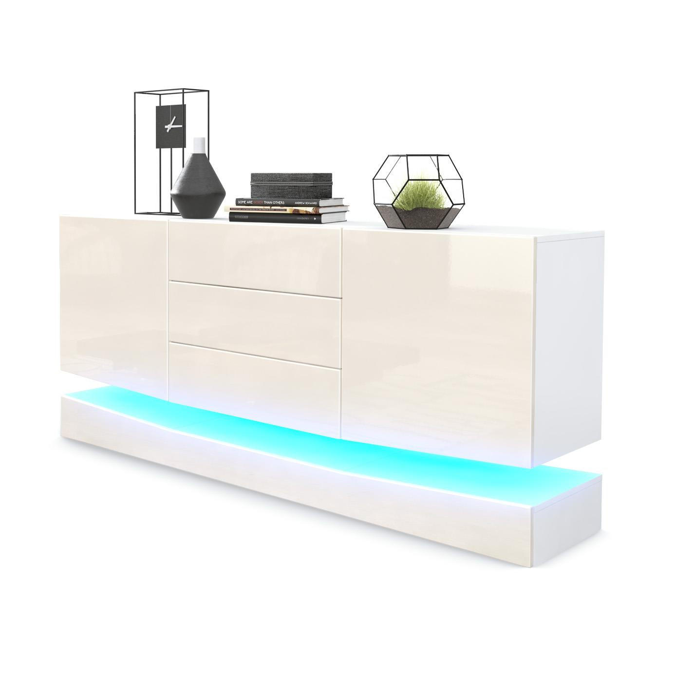 SIDEBOARD City Fronten in Creme Hochglanz - Creme, Holzwerkstoff (178/82/39cm) - Vladon
