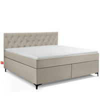POLSTERBETT ARDEA, Creme - Creme/Schwarz, Holz/Holzwerkstoff (180/200cm) - KONSIMO®