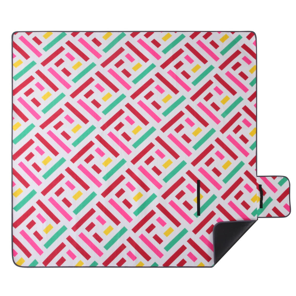 PICKNICKDECKE XXL 200x200 ecoline 100% recyceltes Fleece Grafik pink - Pink, Textil (200/200cm) - wometo