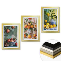 WANDBILDER 3er Set - 20x30 cm Goldrahmen - Granatäpfel, Pfirsiche, Zitronen - Goldfarben, Kunststoff (20/30cm) - ArtPrintCave