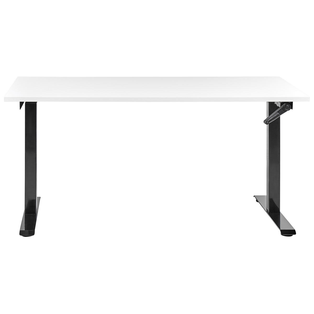 SCHREIBTISCH weißschwarz 160/72 cm manuell höhenverstellbar Destin III - Schwarz/Weiß, Holz (72/160/74cm) - Beliani