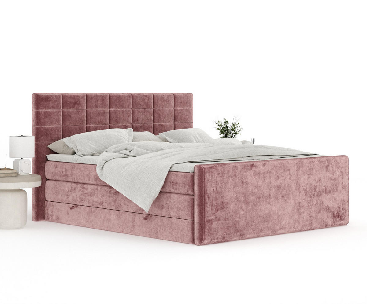 BOXSPRINGBETT Ava Rosa 140/200 cm - Schwarz/Rosa, Holz/Holzwerkstoff (140/200cm) - Maison de Reve