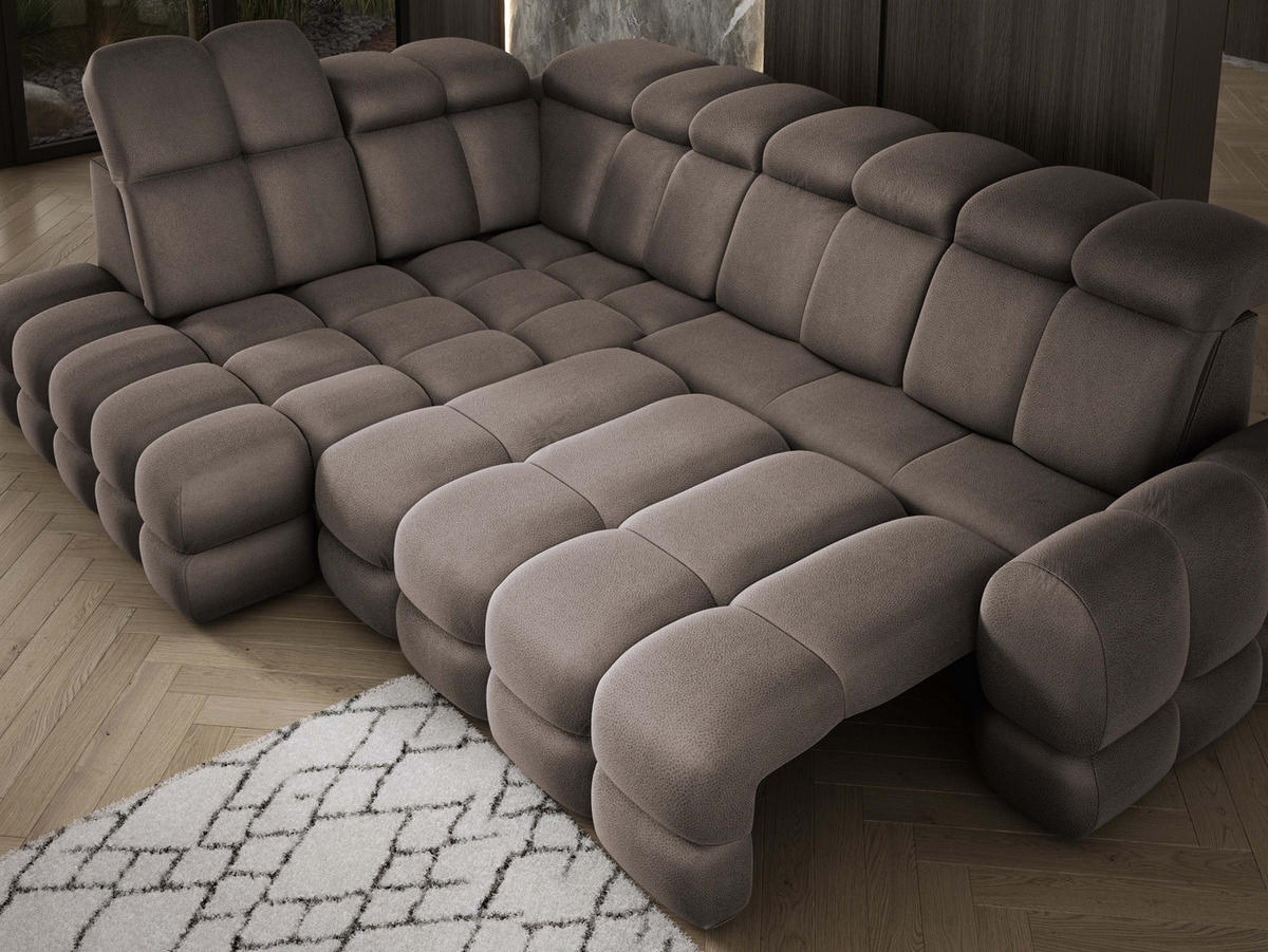 ECKSOFA TOLLO Solar-stoff L-form 302x217x105 cm schokolade - Bronzefarben, Holz/Textil (302/217cm) - DomoHome