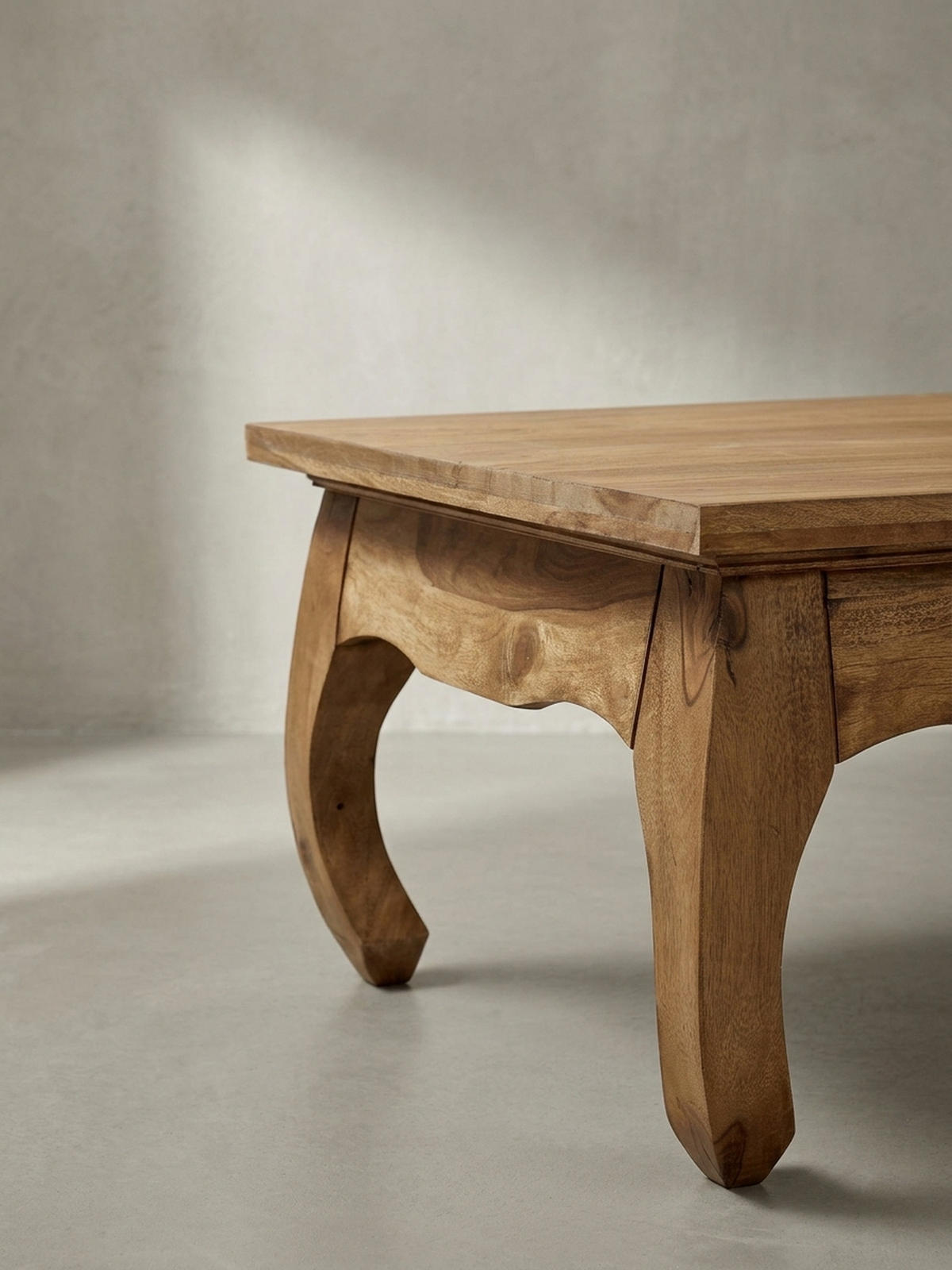 COUCHTISCH KANADA in Opium-Form aus Massivholz Akazie handgefertigt, Beige 110x60x40 cm - Beige, Holz (60/110/40cm) - KADIMA DESIGN