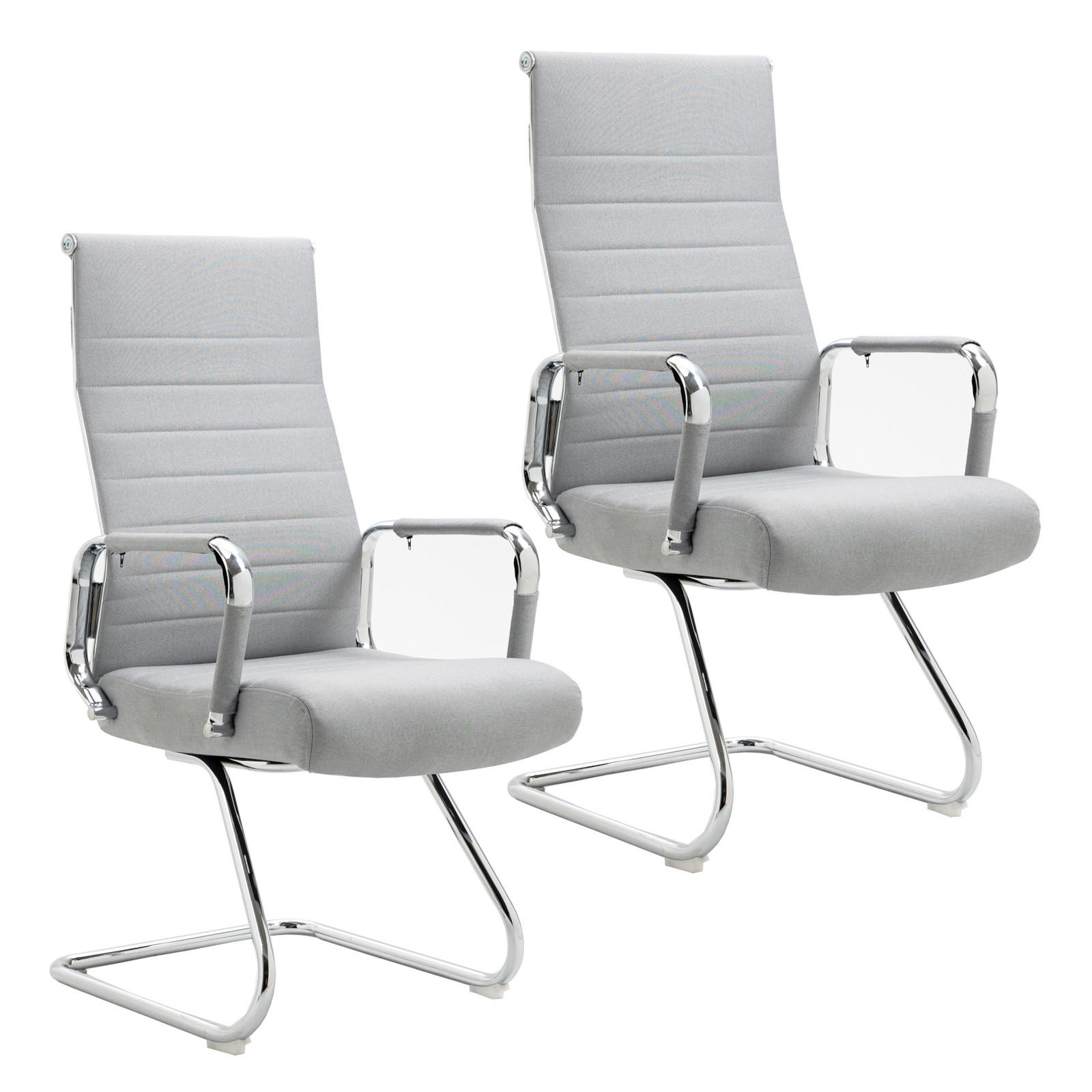 BESUCHERSTUHL OFFICE COMFORT 2er Set Stoff Dunkelgrau - Silberfarben/Hellgrau, Textil/Metall (56.5/110/64cm) - SVITA