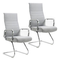BESUCHERSTUHL OFFICE COMFORT 2er Set Stoff Dunkelgrau - Silberfarben/Hellgrau, Textil/Metall (56.5/110/64cm) - SVITA