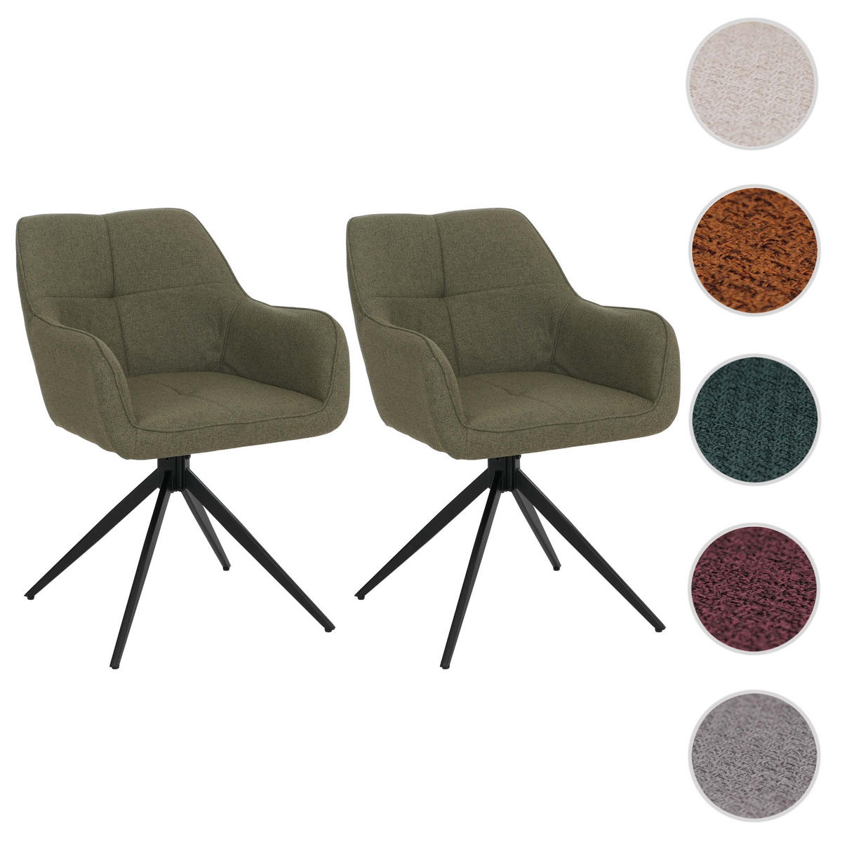 ESSZIMMERSTUHL Schwarz, Grün 2er-Set - Schwarz/Grün, Textil (53/80/59cm) - MCW