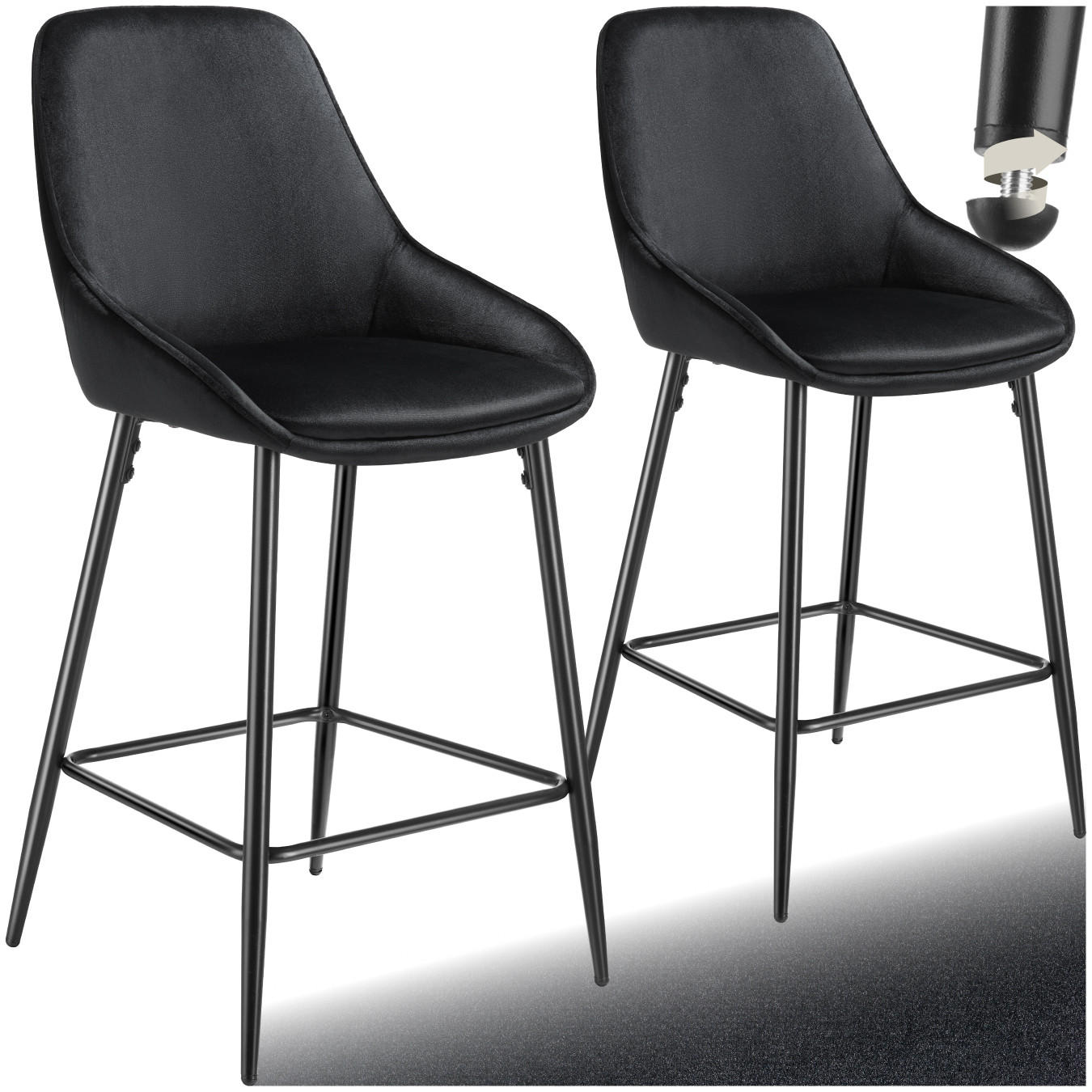 THEKENSTUHL Siera,49 x 54 x 100 cm, Belastbarkeit 120 kg,Samtoptik schwarz/schwarz - Schwarz/Samtahornfarben, Kunststoff (49/100/54cm) - tectake